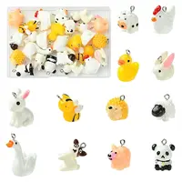 24Pcs 12 Styles Animal Shape Opaque Resin Pendants