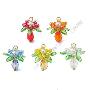 10Pcs 5 Colors Glass Pendants