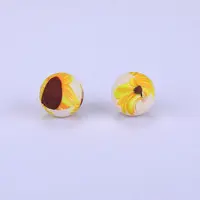 Printed Round with Sunflower Pattern Silicone Focal Beads