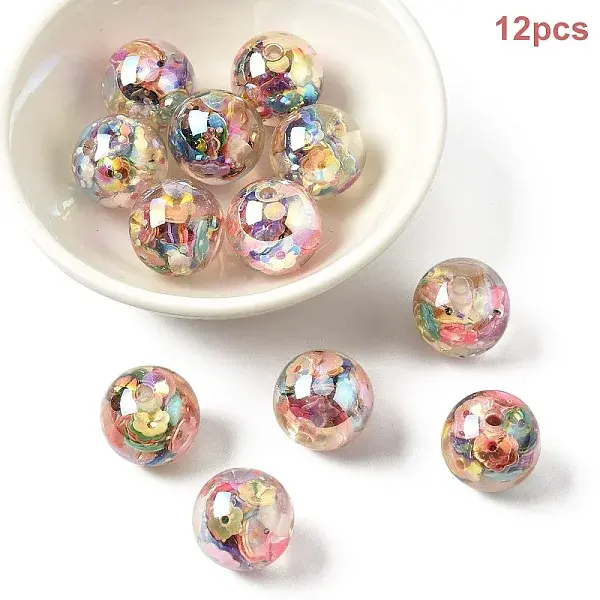 12Pcs Transparent Inner Flower Acrylic Beads