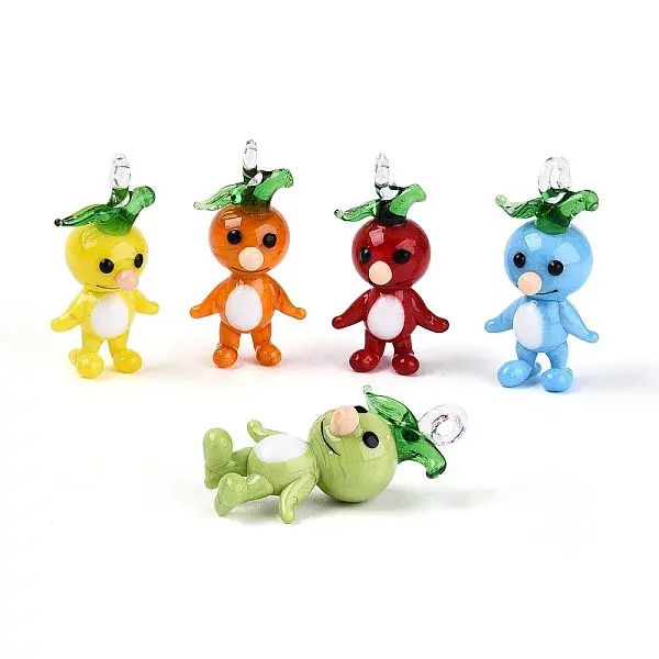 Handmade Lampwork Cartoon Radish Pendants