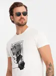 Ombre Men's cotton t-shirt with skull - white