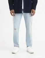 Svetlomodré pánske straight fit rifle s potrhaným efektom Celio Vomarble