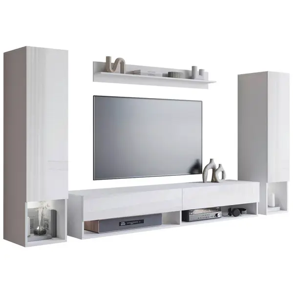 P & B OBÝVACÍ STĚNA, bílá, vysoce lesklá bílá