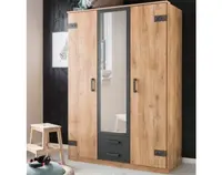 Šatníková skriňa so zrkadlom Cork, 135 cm, doskový dub/grafit%