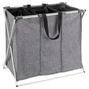 KOŠ NA PRÁDLO, šedá, barvy hliníku