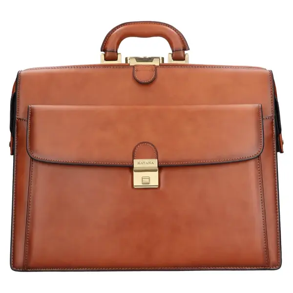 Kožená pánska aktovka Katana Monet - koňak