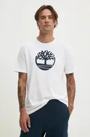 Bavlněné tričko Timberland bílá barva, s potiskem, TB0A2C2R1001
