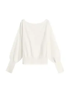 Bershka Sveter  biela ako vlna