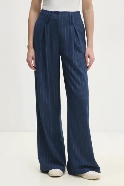 Kalhoty Answear.LAB dámské, tmavomodrá barva, jednoduché, high waist