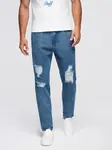 Ombre Men's denim pants CARROT FIT with rubbing - blue