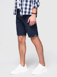Ombre Men's classic chino shorts with rolled up leg - navy blue