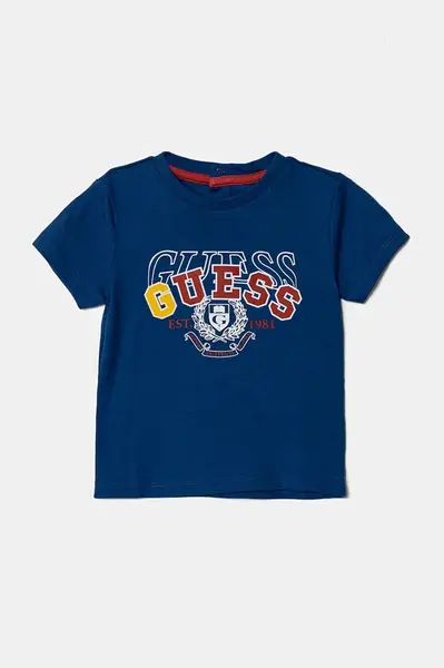 Dětské bavlněné tričko Guess modrá barva, s potiskem, I5RI00 K8HM4