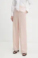 Hedvábné kalhoty Theory růžová barva, jednoduché, high waist, K0502208