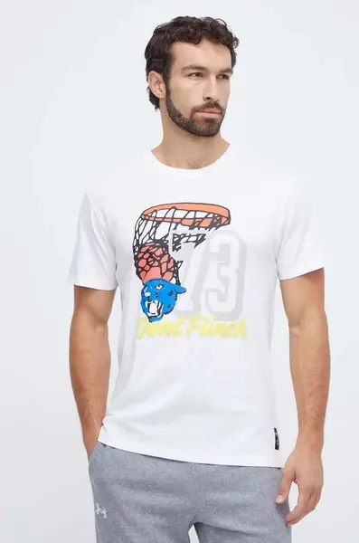 Bavlněné tričko Puma béžová barva, s potiskem