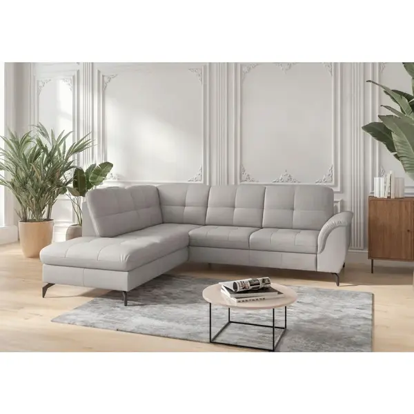 Sit & More ROHOVÁ SEDAČKA, textil, kůže, světle šedá