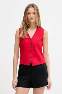 Tommy Hilfiger jednořadá vesta dámská se lnem