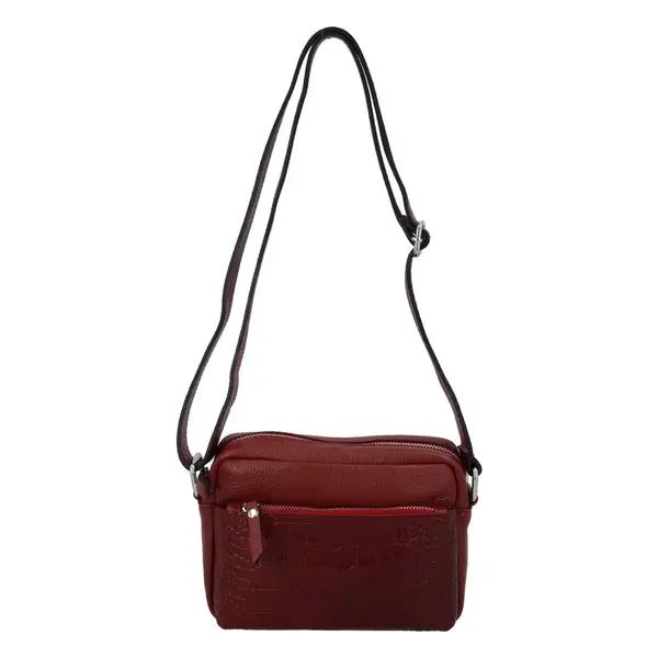 Dámská kožená crossbody kabelka tmavě červená - ItalY Kruba