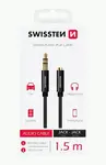 AUDIO KABEL SWISSTEN TEXTILE 3,5 mm JACK - 3,5 mm JACK, 1,5 M, ČERNÁ
