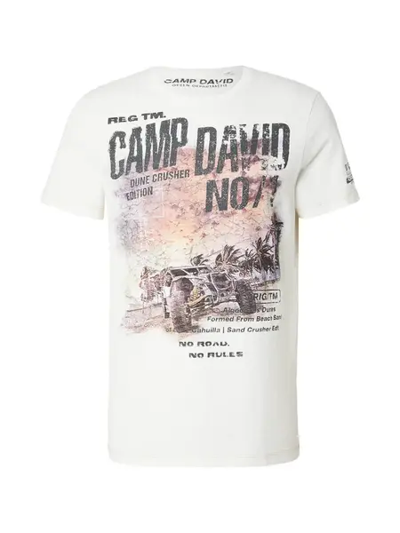 CAMP DAVID Tričko 'Dune Crusher'  hnedá / tmavosivá / marhuľová / biela