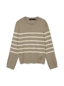 VERO MODA Sveter 'VMSABA'  béžová / hnedá