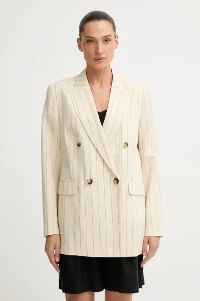 rag & bone dvojradové sako dámske s ľanom Emile