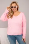 Kesi Włoski Dámská blůza Plus Size s V výstřihem a delším zadním dílem světle růžová