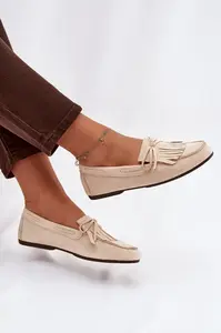 Dámské mokasíny s třásněmi světle béžové