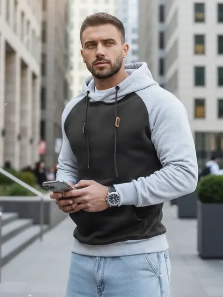 Pánská černá mikina s kapucí Dstreet