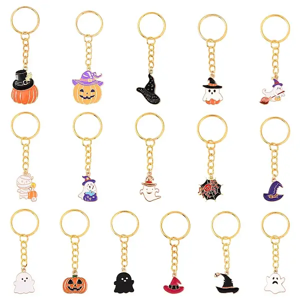 16Pcs Alloy Enamel Keychains