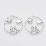 Brass Micro Pave Clear Cubic Zirconia Pendants