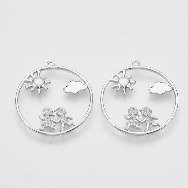 Brass Micro Pave Clear Cubic Zirconia Pendants