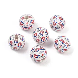 Independence Day Theme Wood European Beads