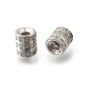 925 Sterling Silver Micro Pave Clear Cubic Zirconia Beads