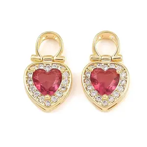Brass Micro Pave Red Cubic Zirconia Pendants