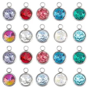 20Pcs 10 Colors Glass Charms