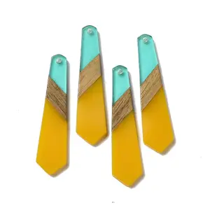 Opaque Resin & Walnut Wood Pendants