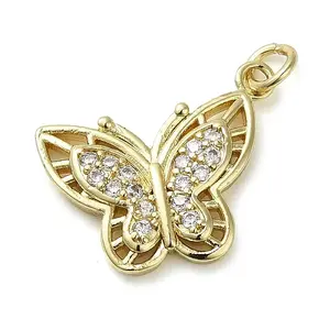 Brass Micro Pave Clear Cubic Zirconia Pendants