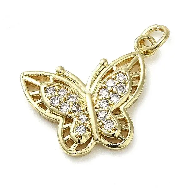 Brass Micro Pave Clear Cubic Zirconia Pendants