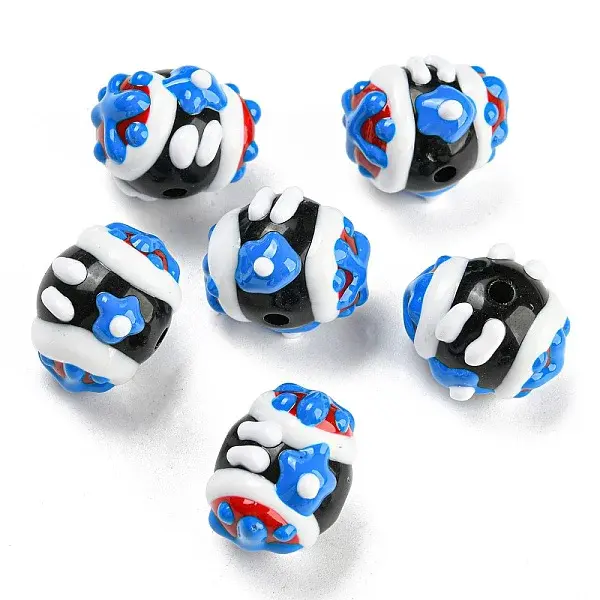 Hand Painted Acrylic with Enamel Beads