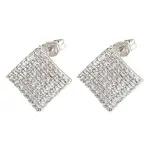 Brass Micro Pave Clear Cubic Zirconia Rhombus Stud Earrings for Women