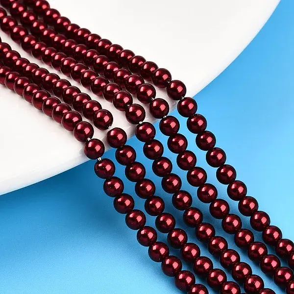 Baking Paint Pearlized Glass Pearl Bead Strands