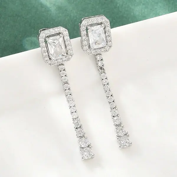 Brass Micro Pave Cubic Zirconia Stud Earrings