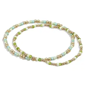 2Pcs 2 Styles Boho Glass Seed Beads Stretch Bracelet Sets