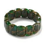 Synthetic Rectangle Gold Clinquant Stone Stretch Bracekets