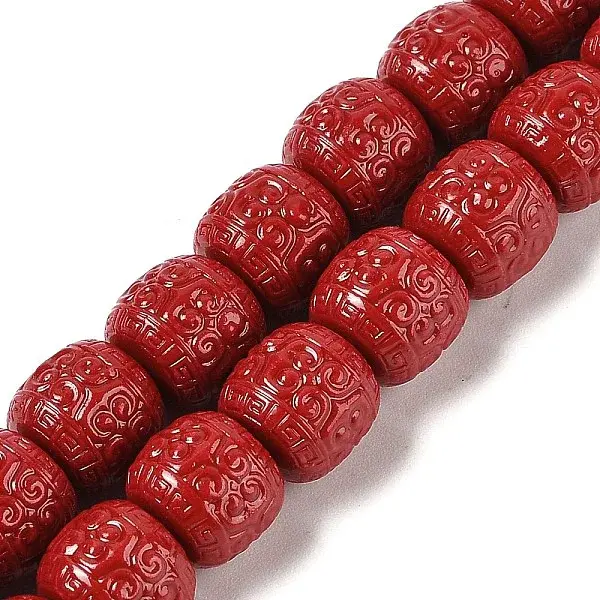 Synthetic Coral Carved Beads Strands
