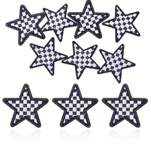 8Pcs Star with Lattice Computerized Embroidery Polyester Iron on/Sew on Patches