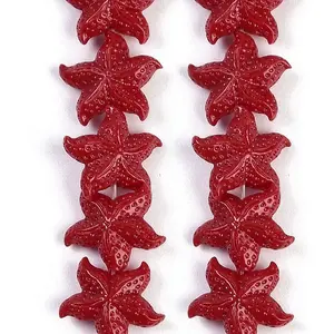 Synthetic Coral Dyed Carved Beads Strands