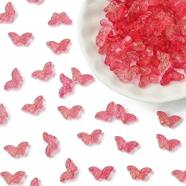 100Pcs Transparent Spray Painted Glass Beads