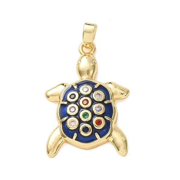 Brass Micro Pave Colorful Cubic Zirconia Pendants